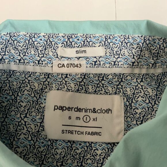 ANTHROPOLOGIE Paper Denim & Cloth Turquoise Button Front Shirt with Stretch Sz L - Picture 5 of 9